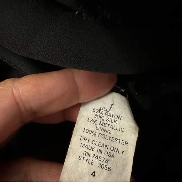 CACHE | dress with velvet accents asymmetrical Little Black Dress size 4 - Picture 8 of 9